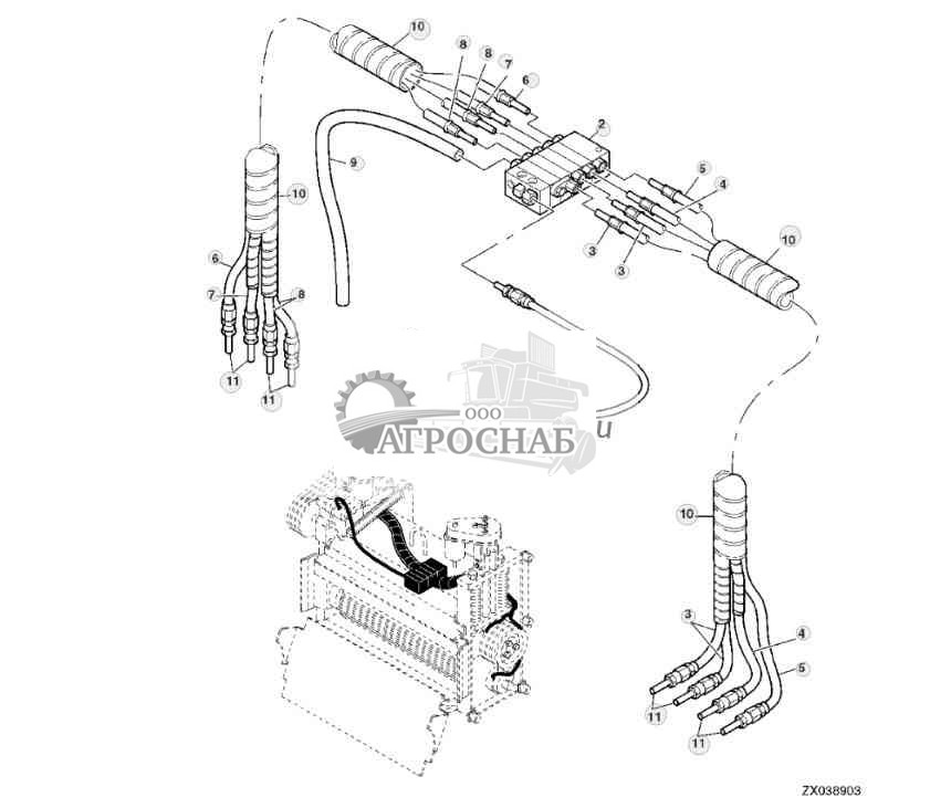 Распределители, доизмельчитель зерна, система централизованной смазки 